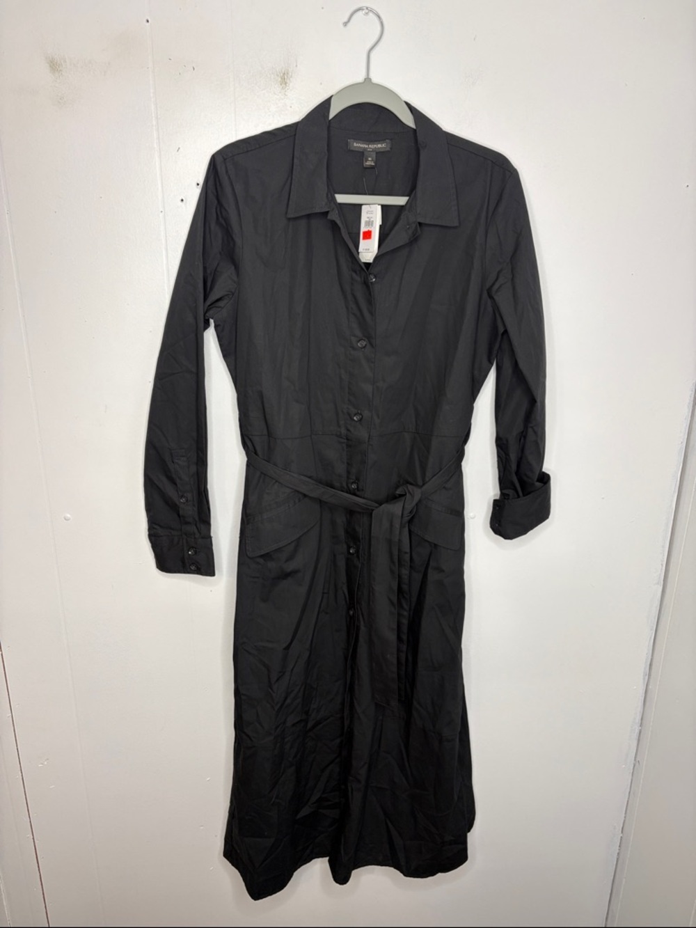 Banana Republic Dress Womens Medium Button Up Shirt Long Sleeve Tie Waist New